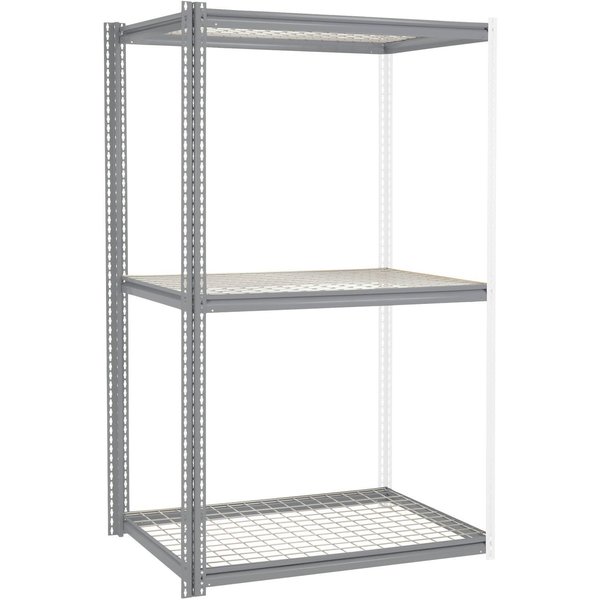 Global Industrial High Cap. Add-On Rack 48Wx24Dx84H 3 Levels Wire Deck 1500 Lb. Per Level GRY 581022GY